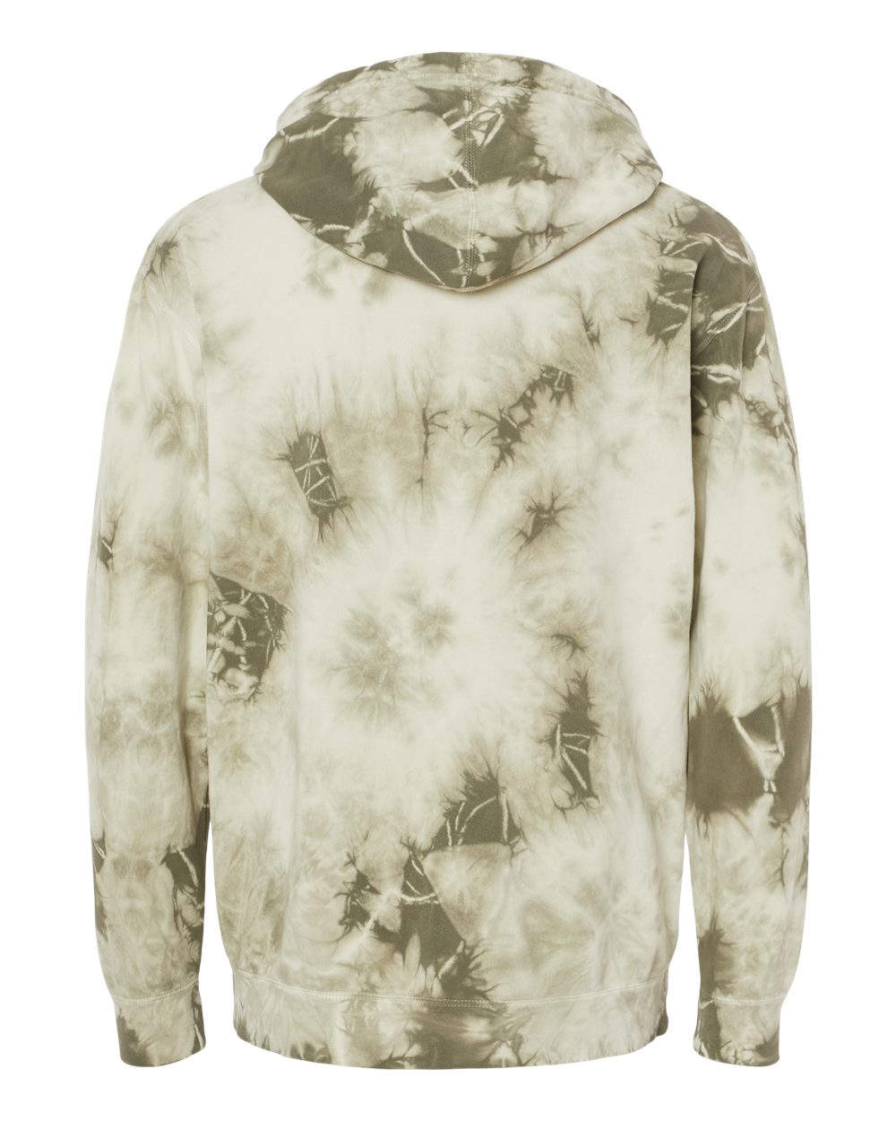 Rear View of Tie Dye Olive Midweight Tie-Dyed Hooded Sweatshirt - PRM4500TD