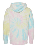 Rear View of Tie Dye Sunset Swirl Midweight Tie-Dyed Hooded Sweatshirt - PRM4500TD