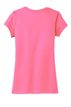 Rear View of True Pink District Women's Fitted Very Important Tee . DT6001