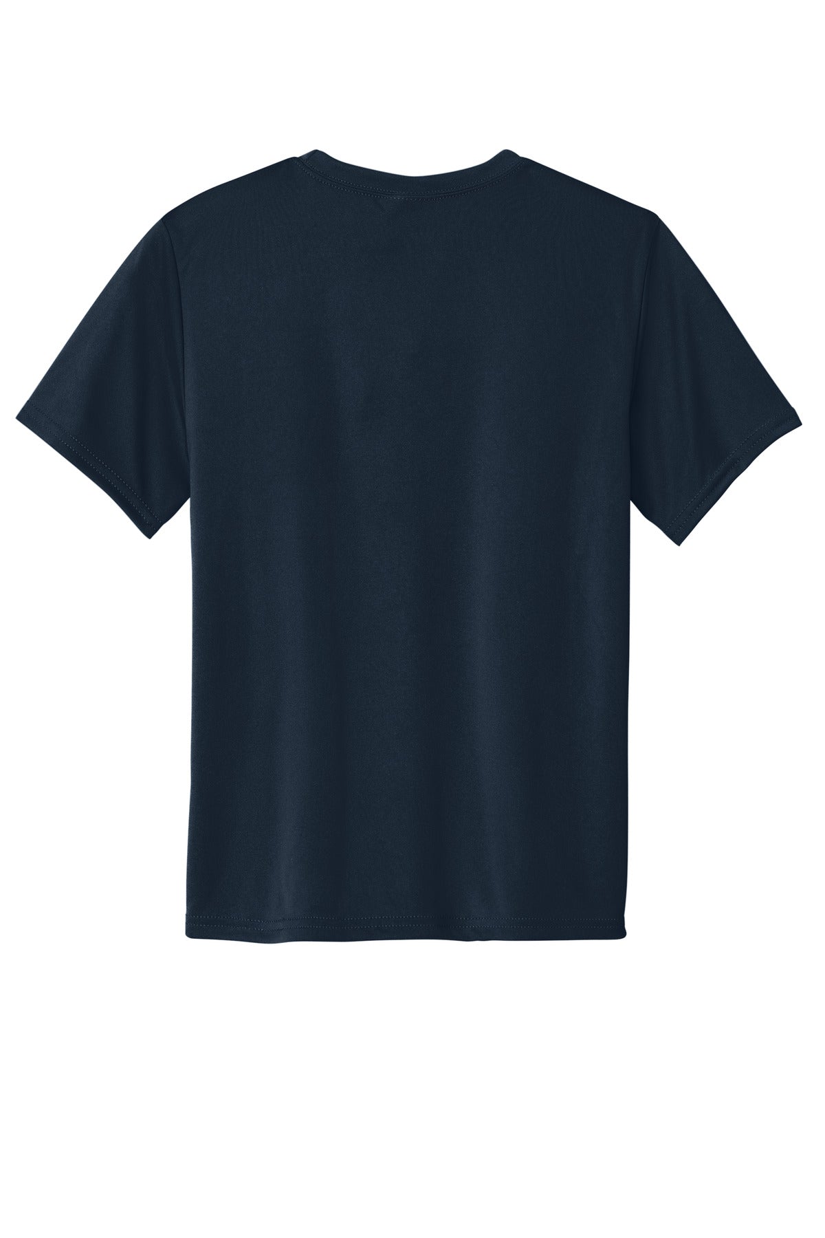 Rear View of TrueNavy Port & Co Youth Performance Tee. PC380Y
