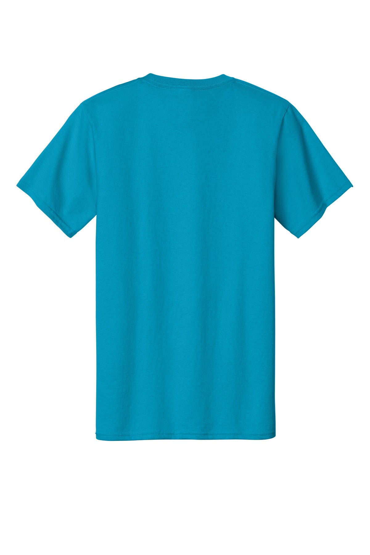 Rear View of Turquoise Port & Co Essential Tee. PC61