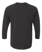 Rear View of Vintage Black Sleeves/ Vintage Black Body Triblend Three-Quarter Raglan T-Shirt - 6051