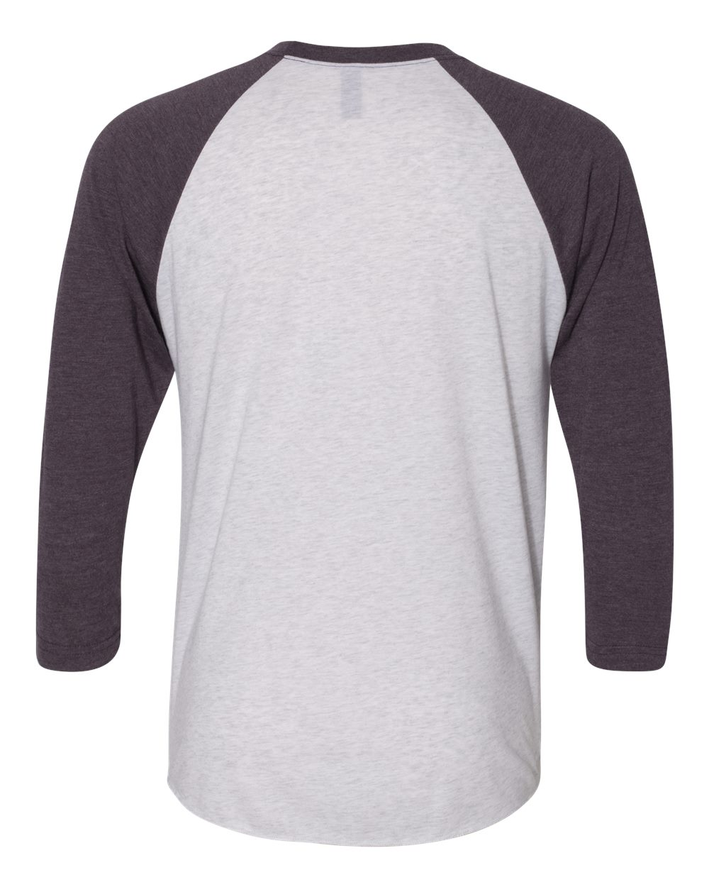 Rear View of Vintage Purple Sleeves/ Heather White Body Triblend Three-Quarter Raglan T-Shirt - 6051