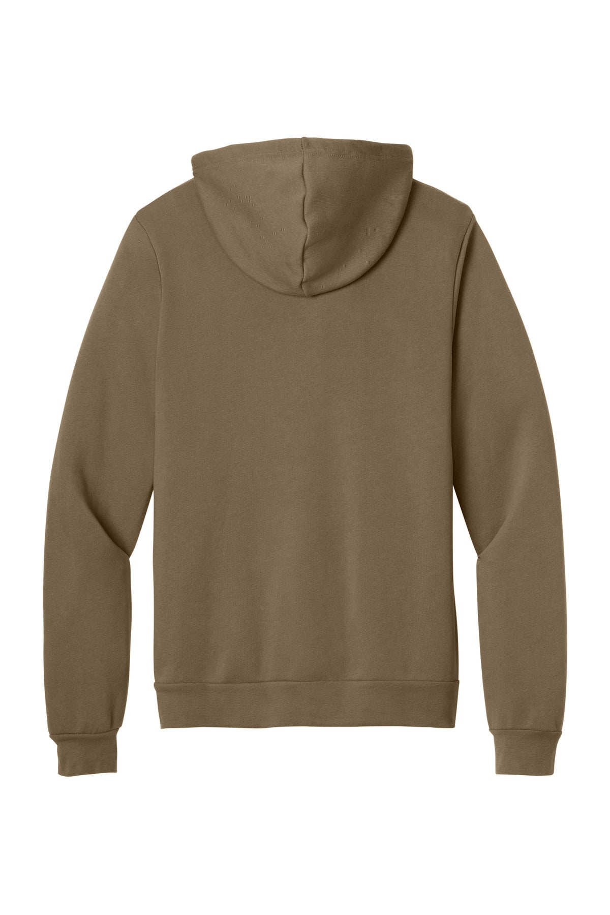 Rear View of VintageBrn BELLA+CANVAS Unisex Sponge Fleece Pullover Hoodie. BC3719