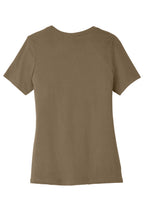 Rear View of VintageBrn BELLA+CANVAS Women's Relaxed Jersey Short Sleeve Tee. BC6400