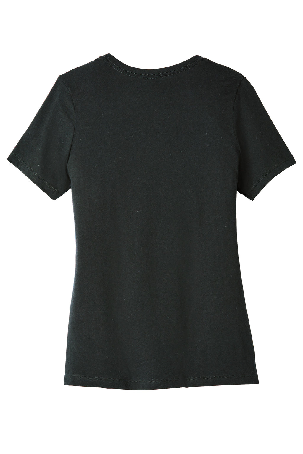 Rear View of VtgBlack BELLA+CANVAS Women's Relaxed Jersey Short Sleeve Tee. BC6400