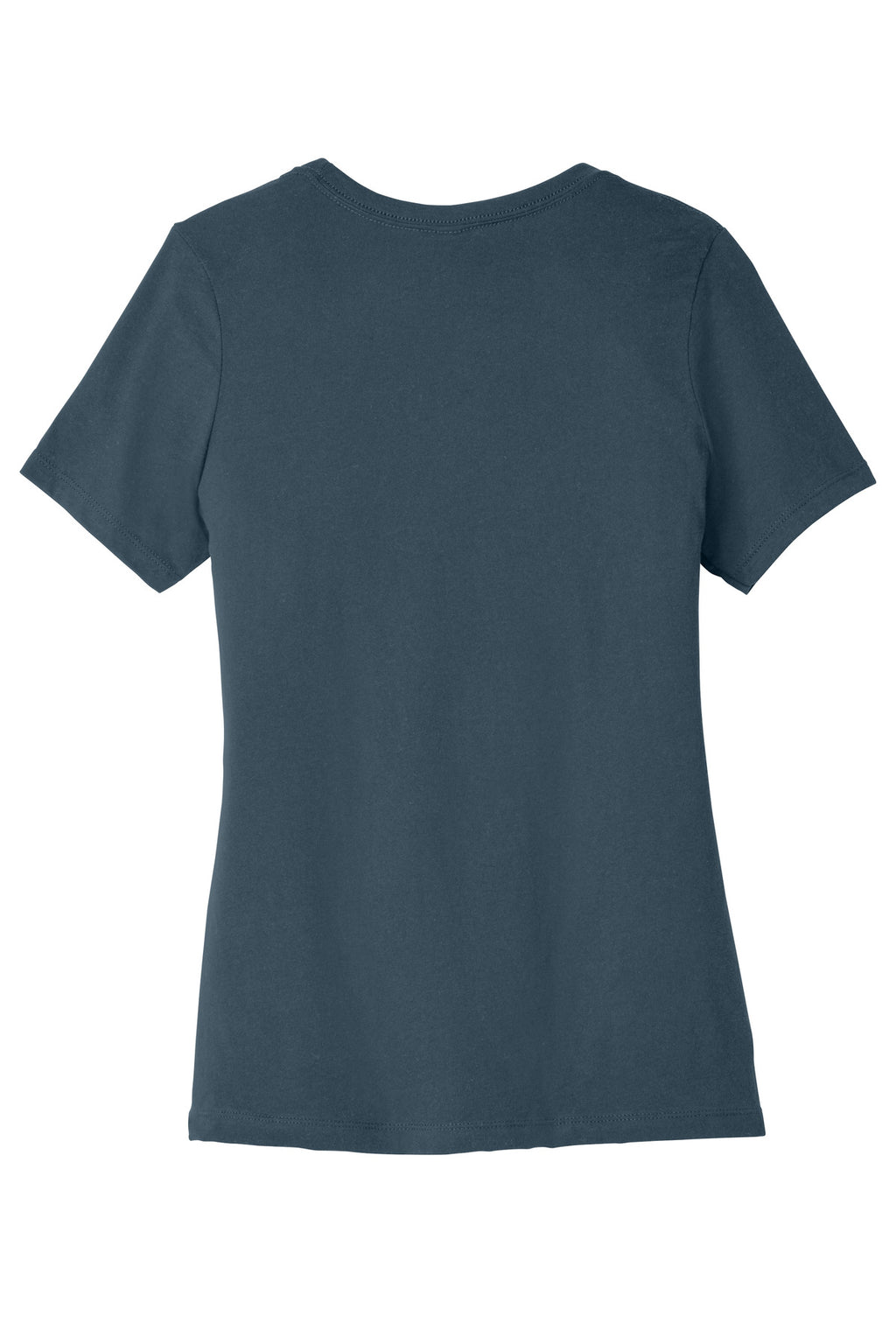 Rear View of VtgNavy BELLA+CANVAS Women's Relaxed Jersey Short Sleeve Tee. BC6400