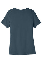 Rear View of VtgNavy BELLA+CANVAS Women's Relaxed Jersey Short Sleeve Tee. BC6400