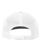 Rear View of White 112+ R-Flex Adjustable Trucker Cap - 112PL