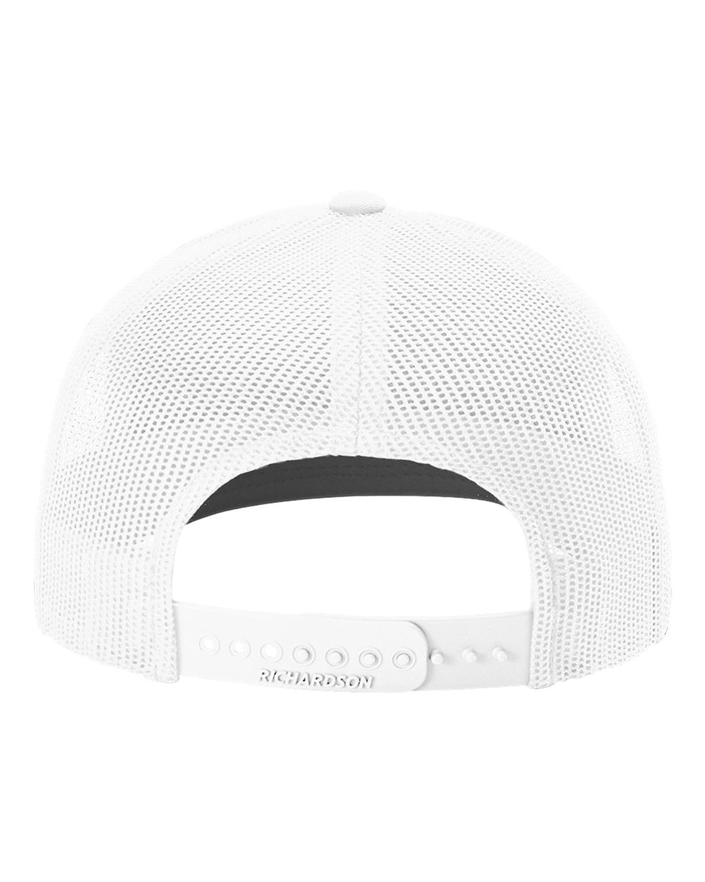 Rear View of White 112+ R-Flex Adjustable Trucker Cap - 112PL