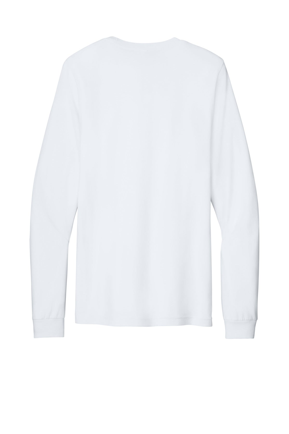 Rear View of White BELLA+CANVAS Unisex Jersey Long Sleeve Tee. BC3501