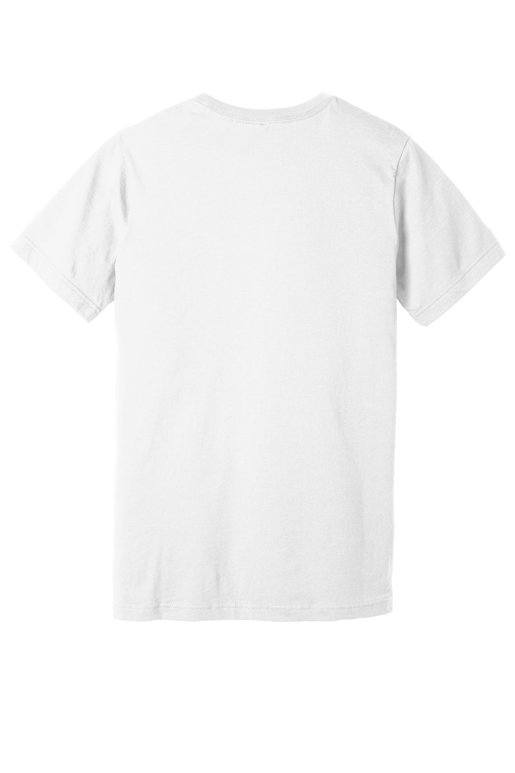 Rear View of White BELLA+CANVAS Unisex Jersey Short Sleeve Tee. BC3001