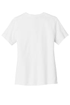 Rear View of White BELLA+CANVAS Women's Relaxed Jersey Short Sleeve Tee. BC6400