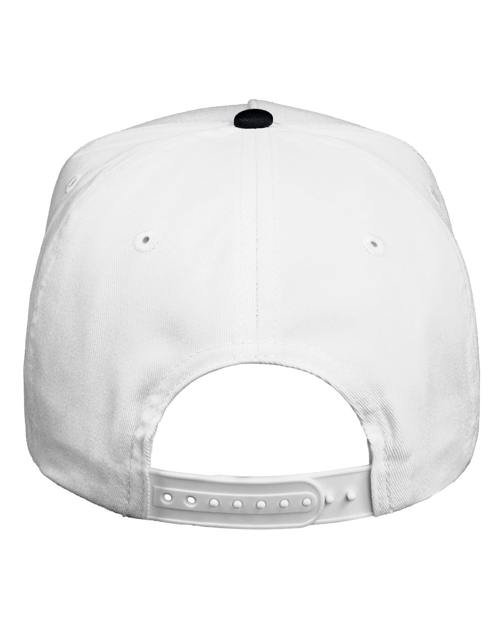 Rear View of White/ Black Five-Panel Twill Cap - 8869