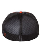 Rear View of White/ Black/ Orange Tri Pulse Sportmesh R-Flex Cap - 172