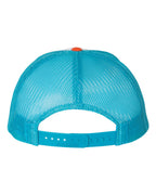 Rear View of White/ Blue Hawaiin/ Pale Orange Low Pro Trucker Cap - 115