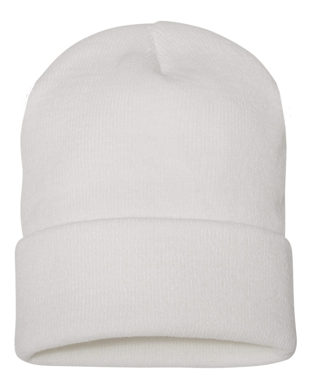 Rear View of White Cuffed Beanie - 1501KC
