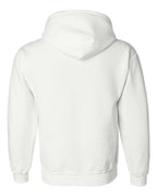 Rear View of White DryBlend® Hooded Sweatshirt - 12500