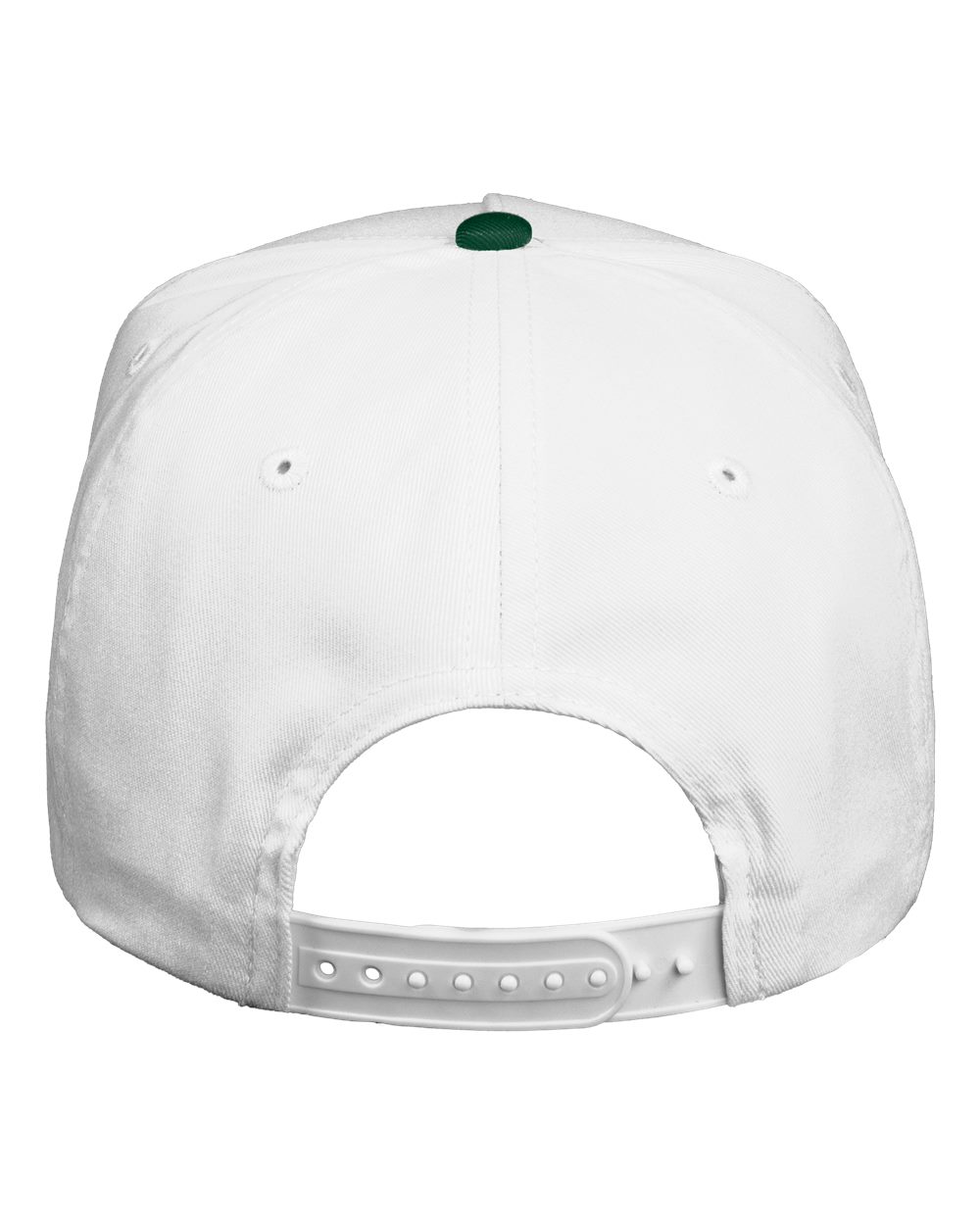 Rear View of White/ Forest Five-Panel Twill Cap - 8869