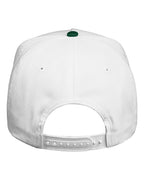 Rear View of White/ Forest Five-Panel Twill Cap - 8869