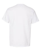Rear View of White Garment-Dyed Pocket T-Shirt - GDH150