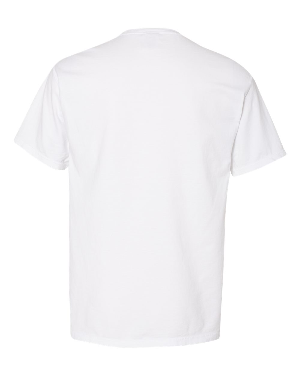 Rear View of White Garment-Dyed Pocket T-Shirt - GDH150