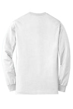 Rear View of White Gildan - DryBlend 50 Cotton/50 Poly Long Sleeve T-Shirt. 8400