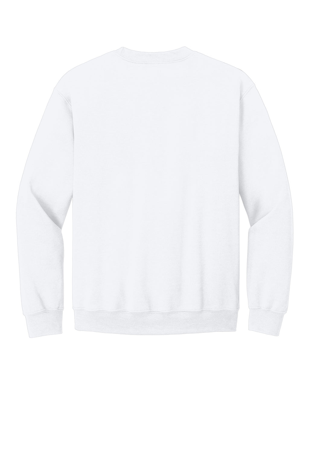 Rear View of White Gildan Heavy Blend Crewneck Sweatshirt. 18000