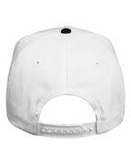 Rear View of White/ Navy Five-Panel Twill Cap - 8869