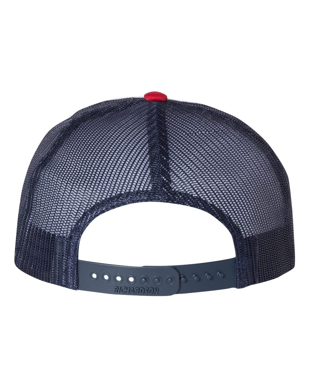Rear View of White/ Navy/ Red Foamie Trucker Cap - 113