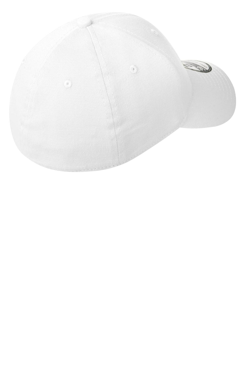 Rear View of White New Era - Structured Stretch Cotton Cap. NE1000
