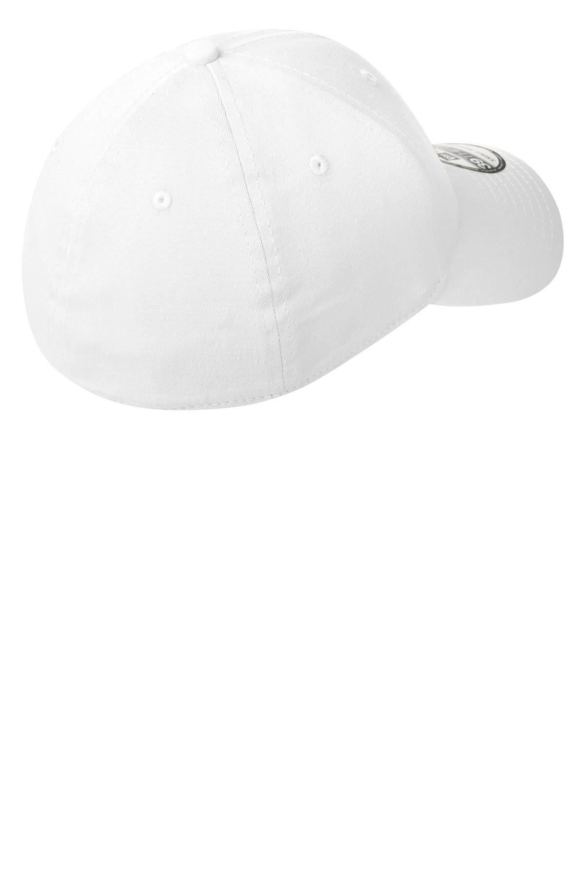 Rear View of White New Era - Structured Stretch Cotton Cap. NE1000