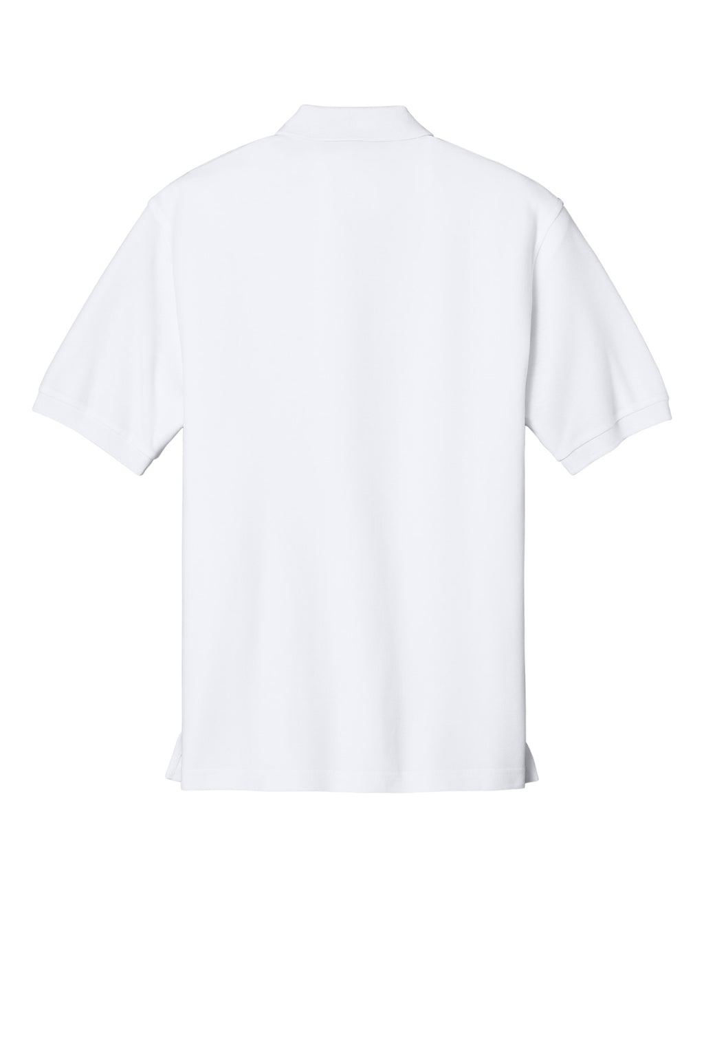 Rear View of White Port Authority Silk Touch Polo K500
