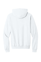 Rear View of White Port & Co Core Fleece Pullover Hooded Sweatshirt. PC78H