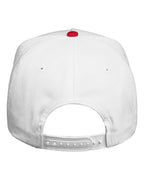 Rear View of White/ Red Five-Panel Twill Cap - 8869