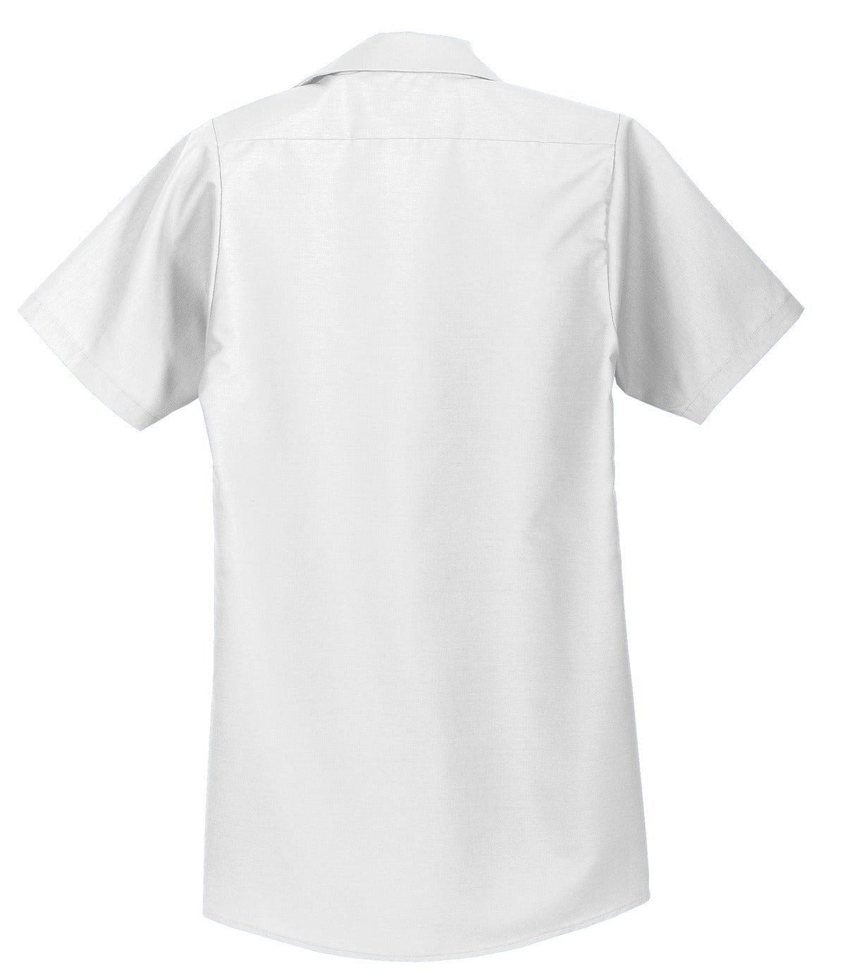 Rear View of White Red Kap Short Sleeve Industrial Work Shirt. SP24