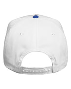 Rear View of White/ Royal Five-Panel Twill Cap - 8869