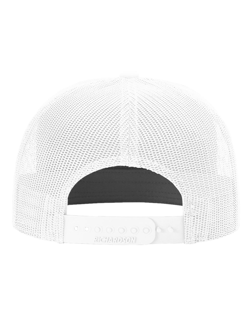 Rear View of White Seven-Panel Trucker Cap - 168