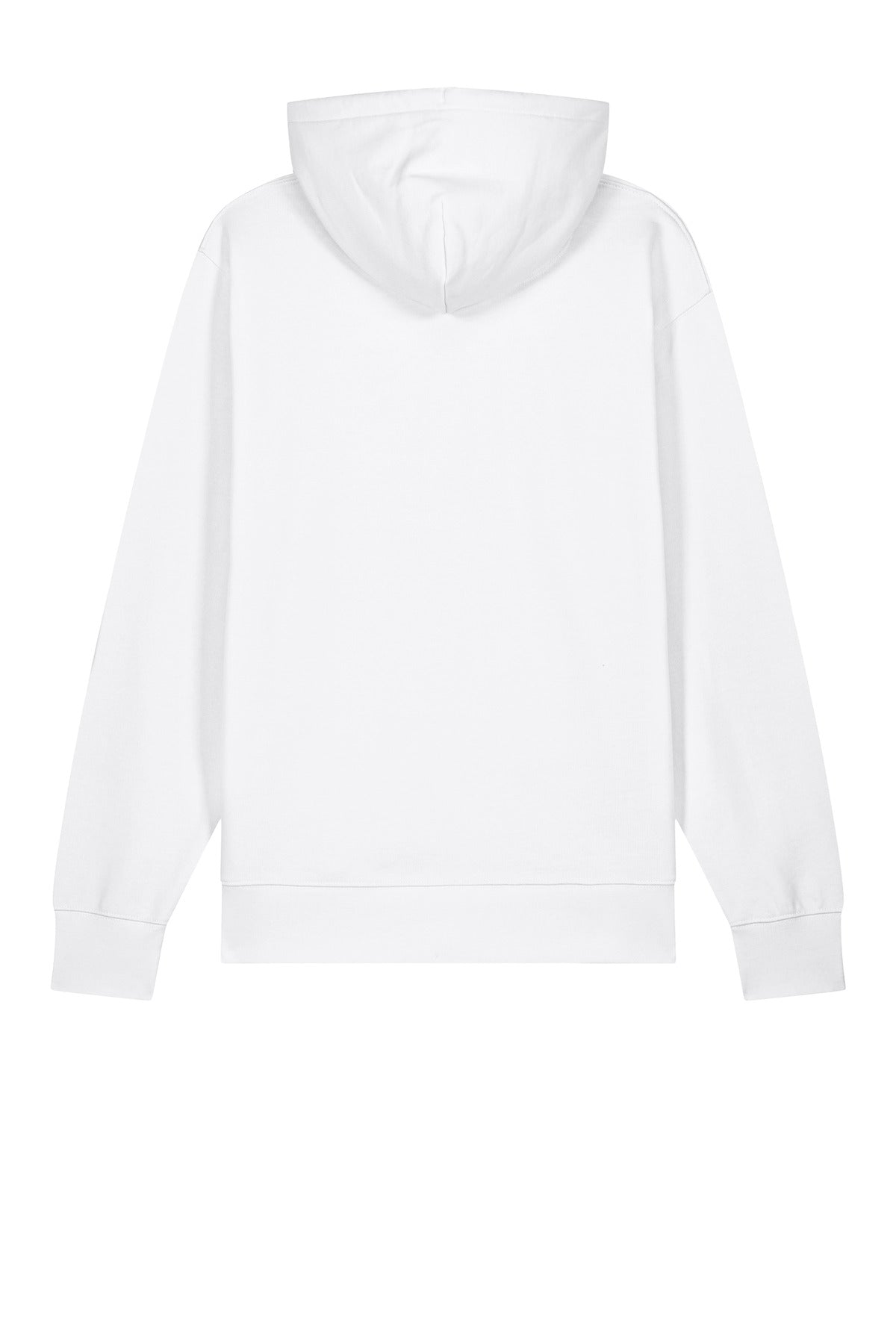 Rear View of White Stanley/Stella Unisex Cruiser 2.0 Hooded Sweatshirt SXU003