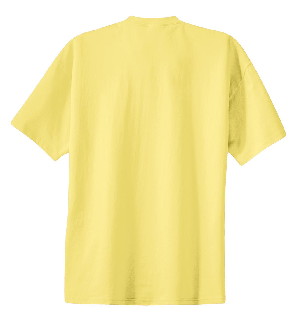 Rear View of Yellow Port & Co Essential Tee. PC61