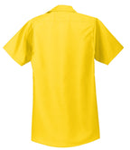 Rear View of Yellow Red Kap Short Sleeve Industrial Work Shirt. SP24