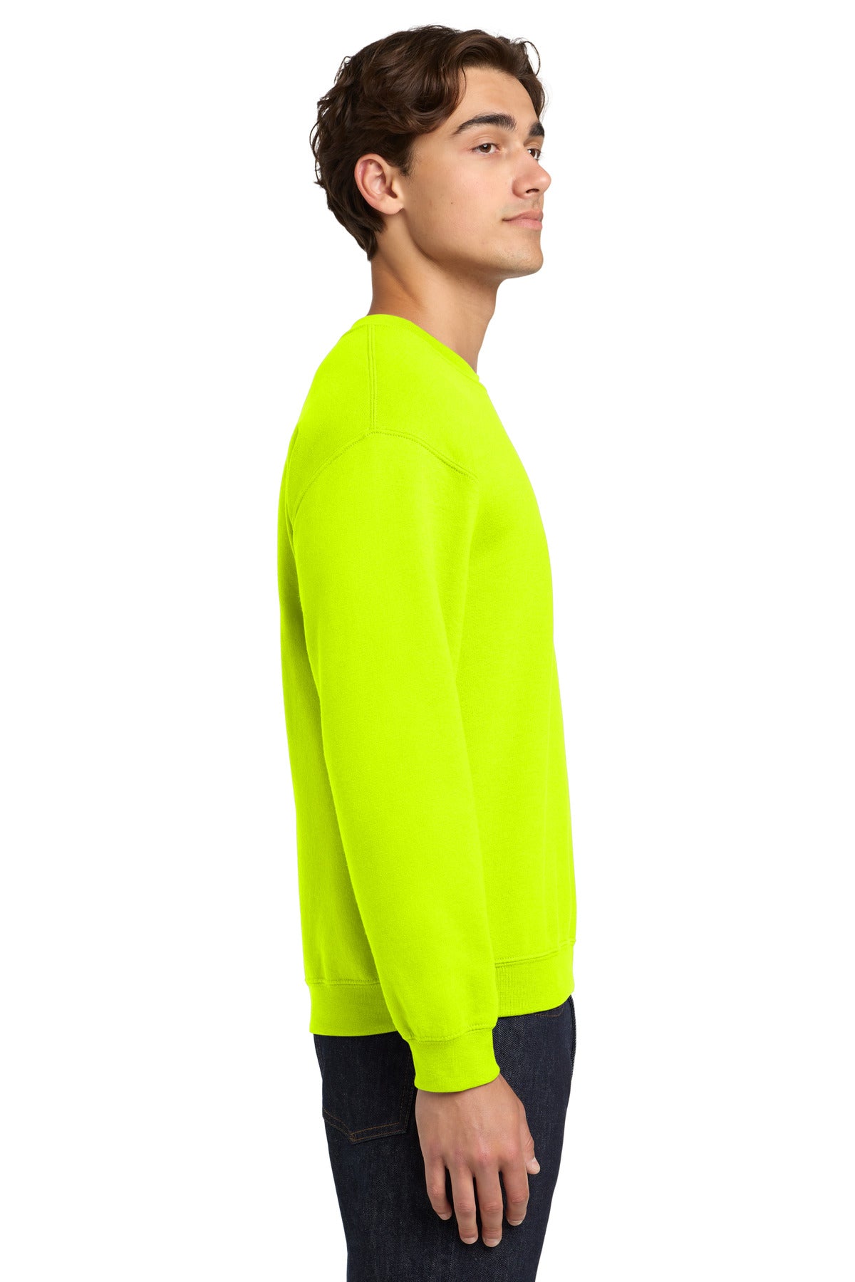 Safety Green Gildan Heavy Blend Crewneck Sweatshirt. 18000