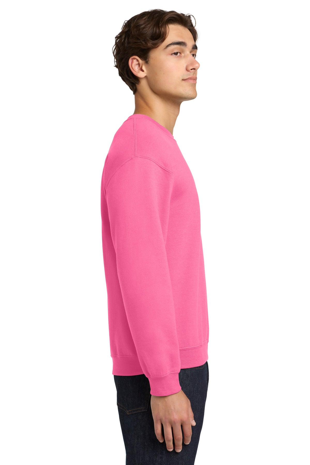 Safety Pink Gildan Heavy Blend Crewneck Sweatshirt. 18000