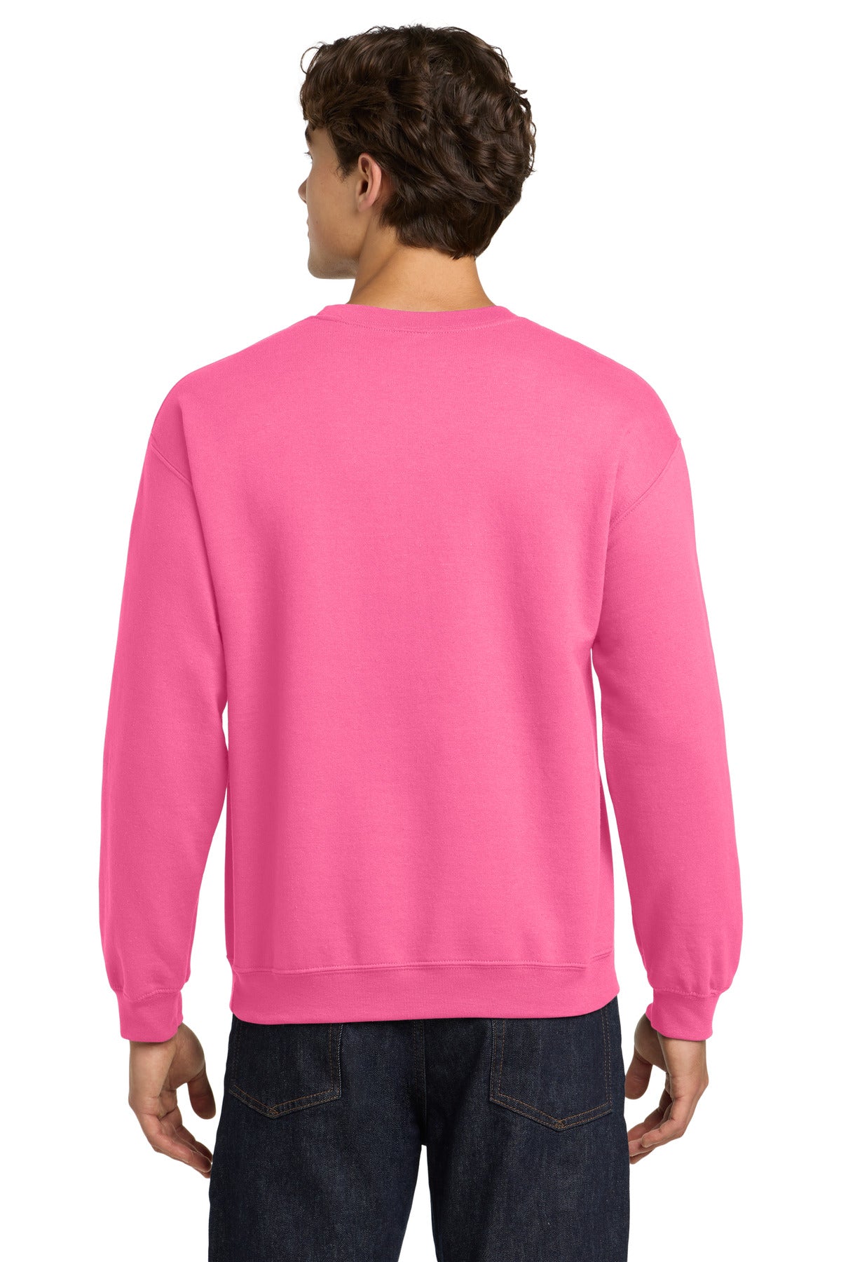 Safety Pink Gildan Heavy Blend Crewneck Sweatshirt. 18000