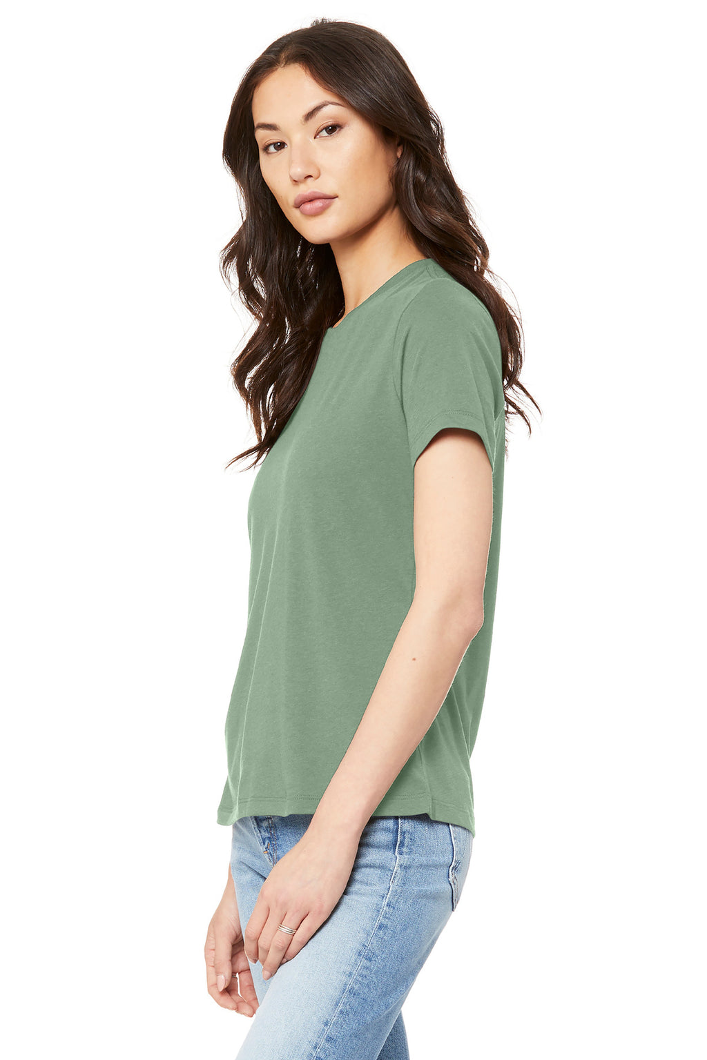 Sage BELLA+CANVAS Women's Relaxed Jersey Short Sleeve Tee. BC6400