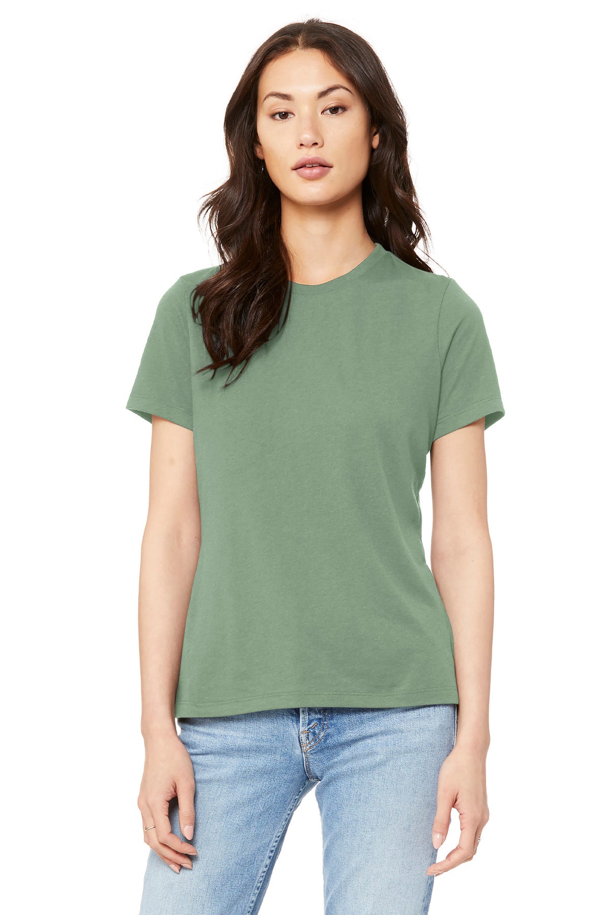 Sage BELLA+CANVAS Women's Relaxed Jersey Short Sleeve Tee. BC6400