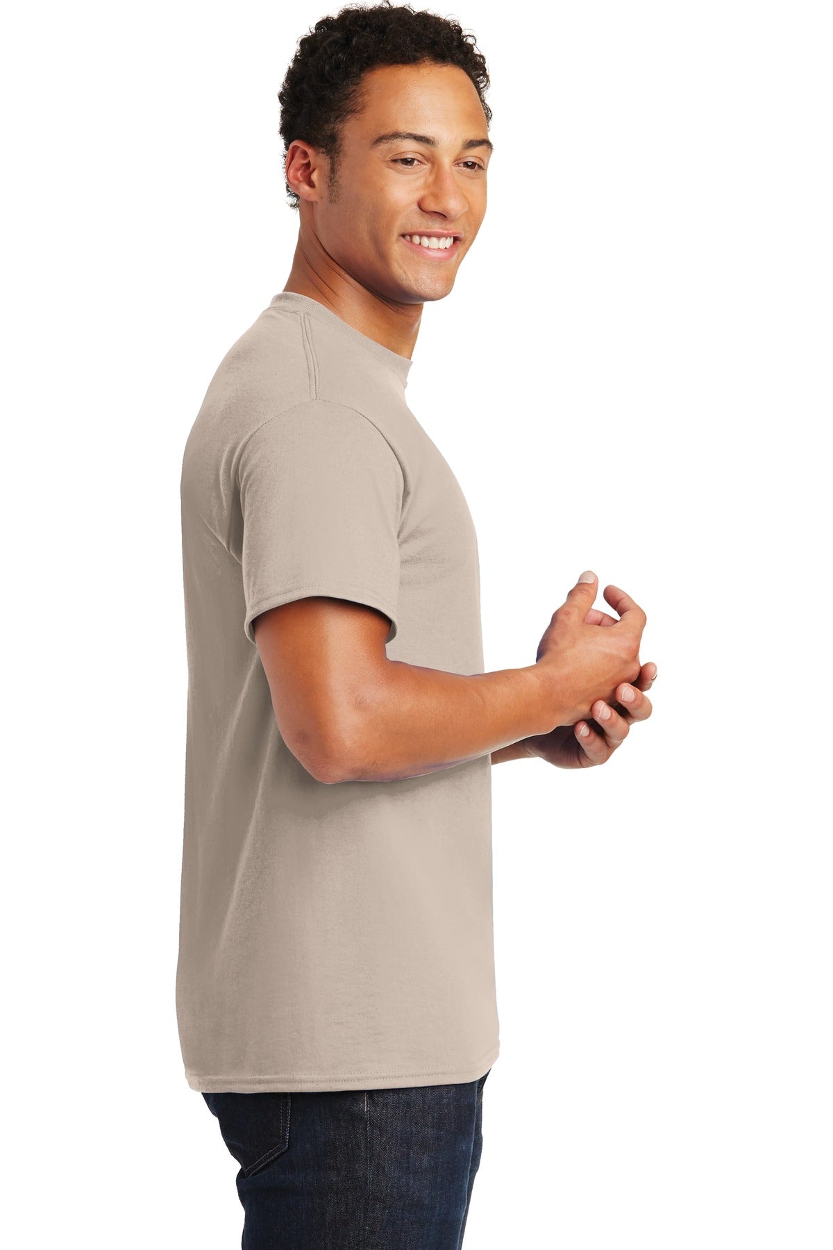 Sand Gildan DryBlend 50 Cotton/50 Poly T-Shirt. 8000