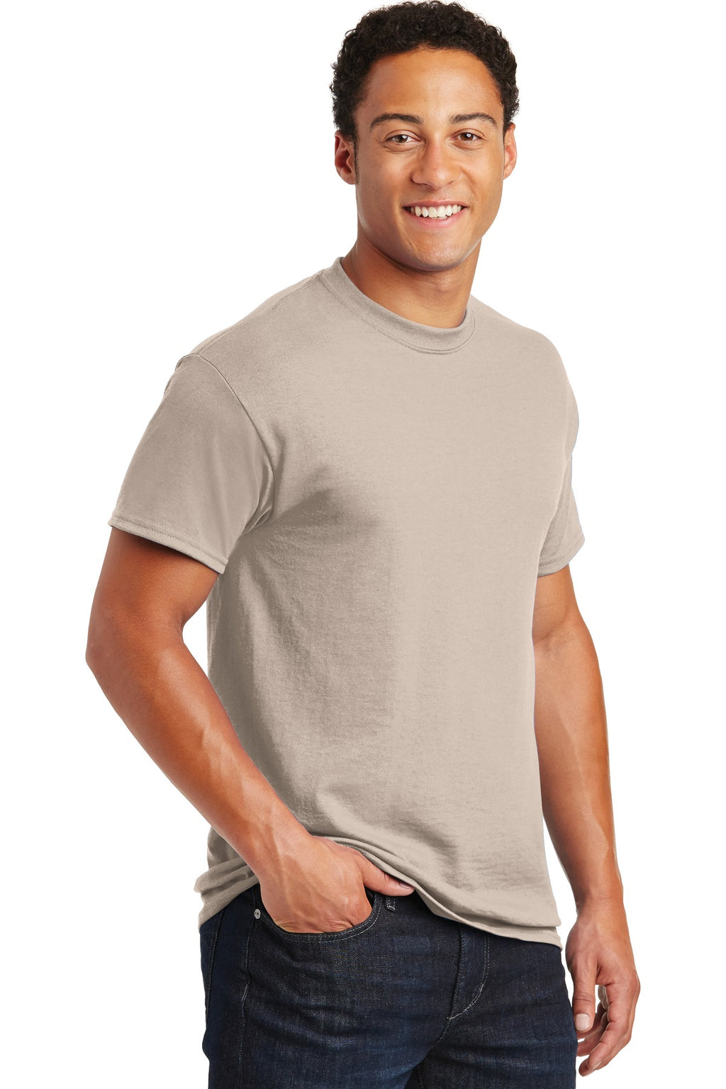 Sand Gildan DryBlend 50 Cotton/50 Poly T-Shirt. 8000