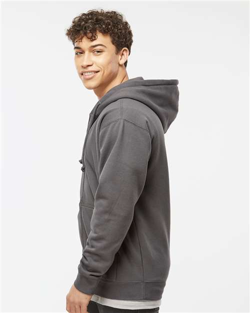 Solid Charcoal Heavyweight Full-Zip Hooded Sweatshirt - IND4000Z