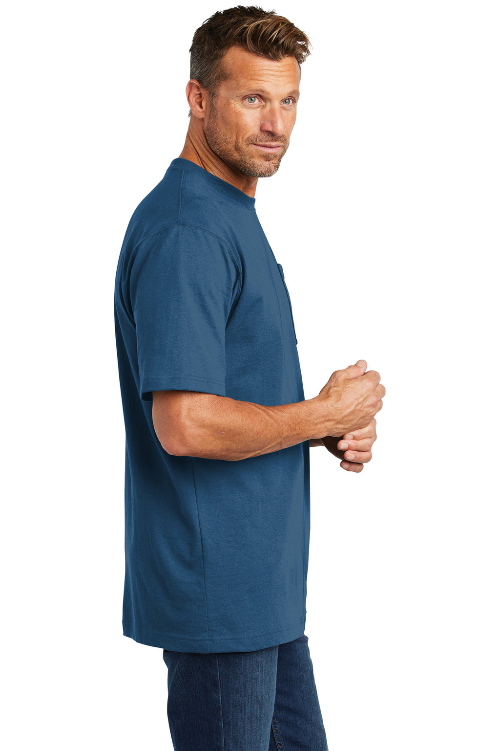 Stream Blue Carhartt Workwear Pocket Short Sleeve T-Shirt. CTK87